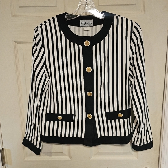 Vintage Jackets & Blazers - Vintage Beetlejuice Inspired Striped Gothic Academia Blazor Jacket Like New